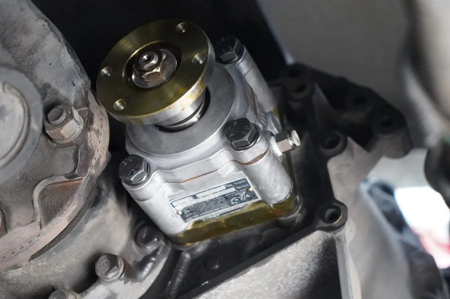 Close-up of a VPS PTO and pump flange after installation
