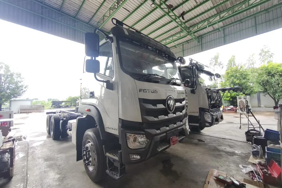 Foton truck chassis in the VPS factory bay waiting for a PTO installation